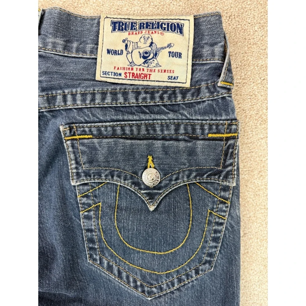 True Religion Ricky Men's Size 30x31 Straight Leg Jeans Blue Flap Pockets 703369